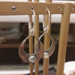 Moon earrings sterling silver moonstone leverback